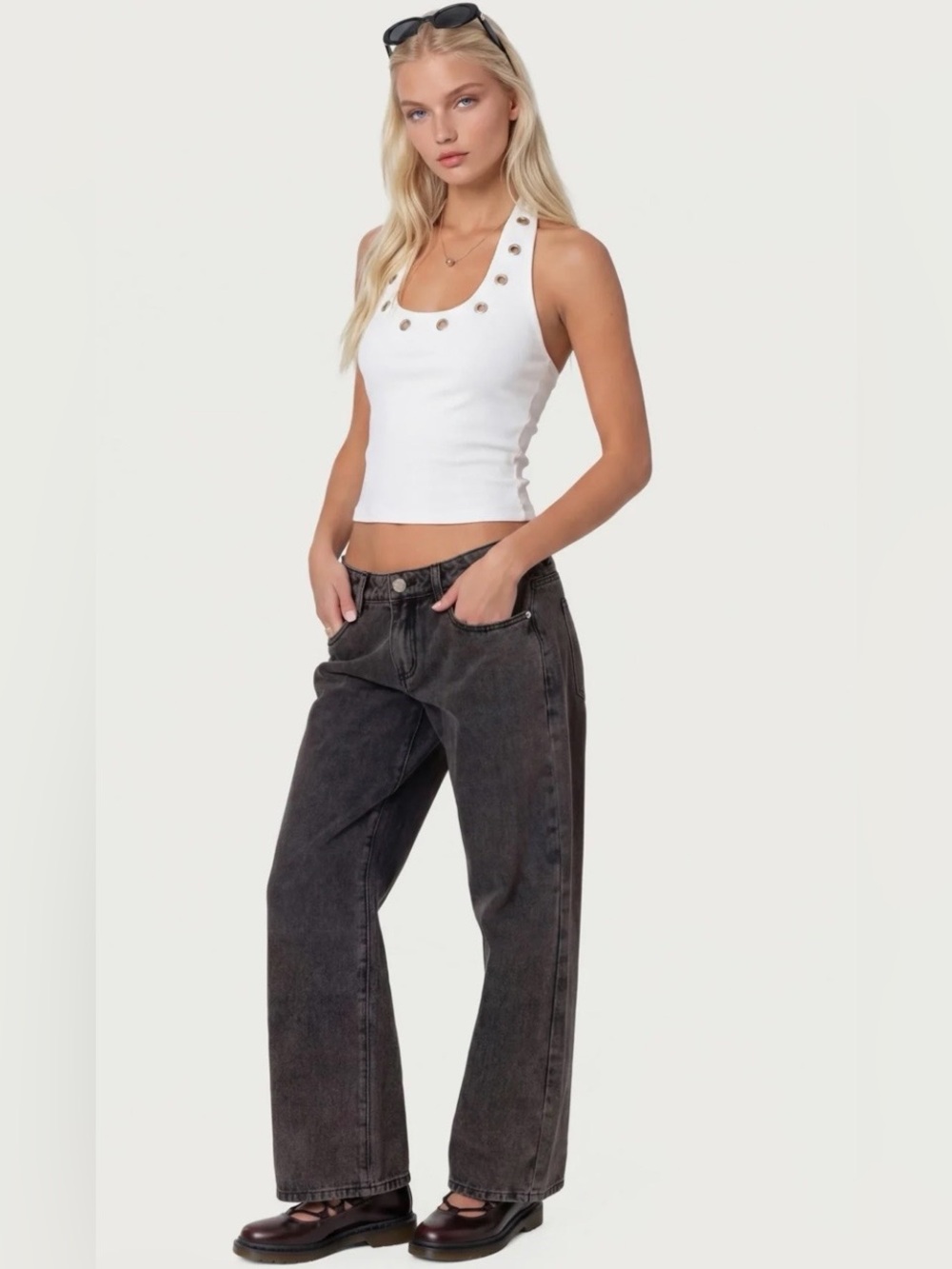 Edikted Women's Boyfriend Jeans in Black Wash